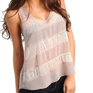 ‼️Last one‼️ Beige and White Tank Top with Sequins